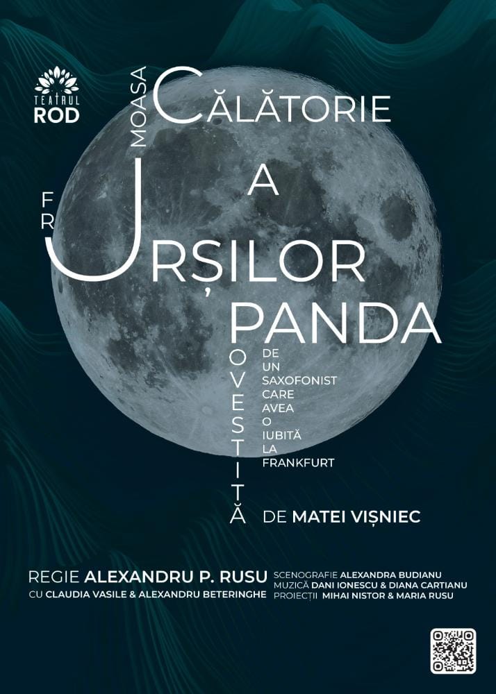 Frumoasa călătorie a urșilor Panda povestită de un saxofonist care avea o iubită la Frankfurt de Matei Vișniec cu Claudia Vasile și Alexandru Beteringhe